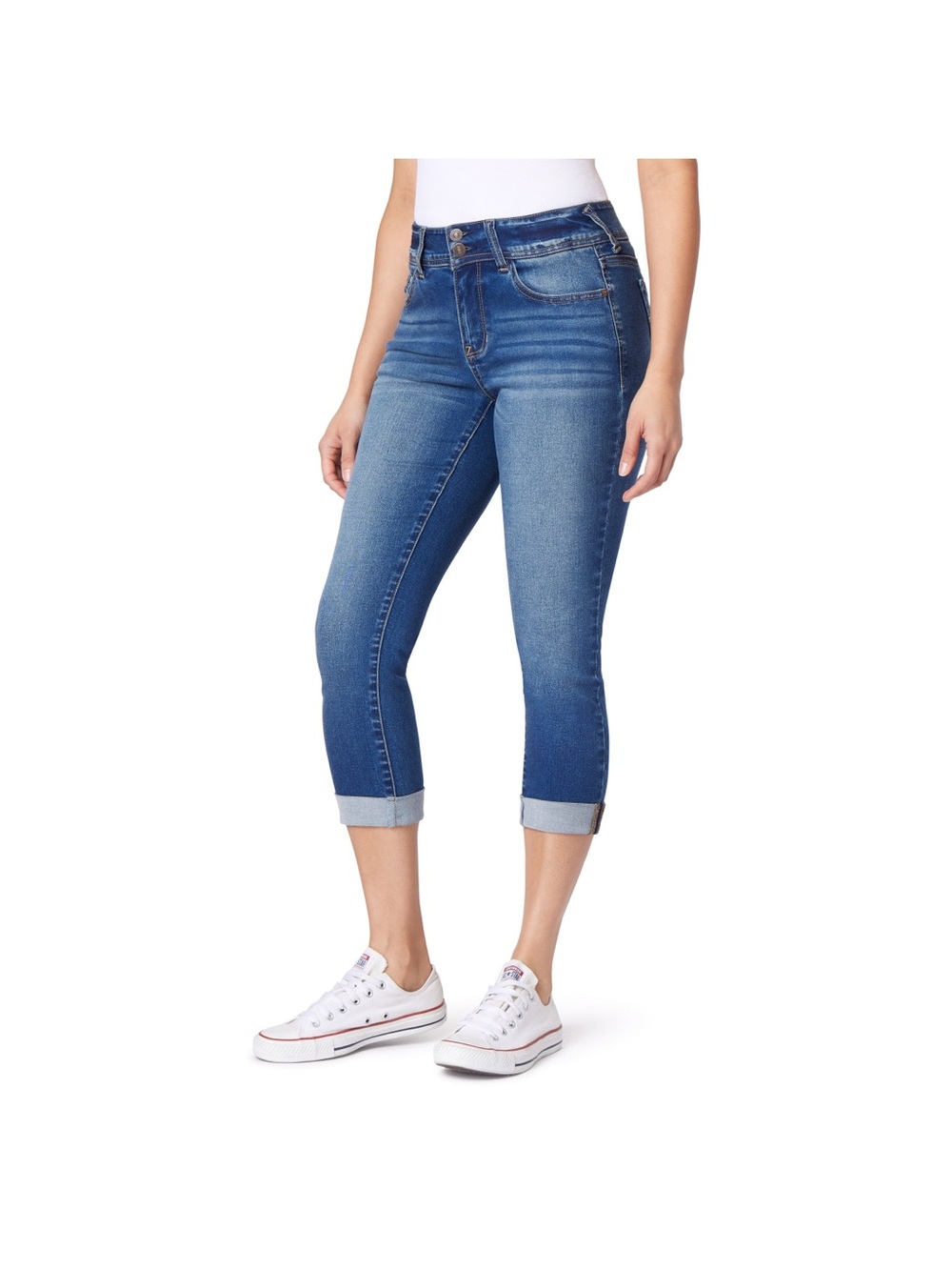 Wallflower Blue Cropped Cuffed Jeans